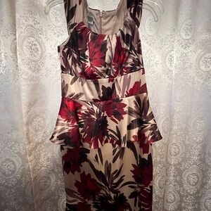 Floral Sleeveless Dress - Red and Brown